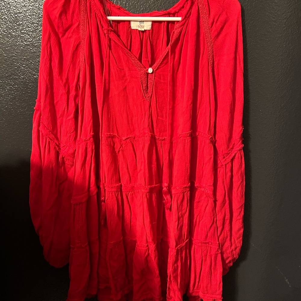 Elegant Red Midi Dress Girl Soul size large